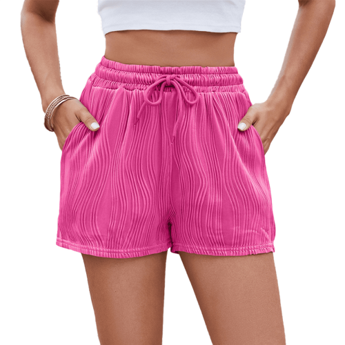 Women's Solid Drawstring Shorts with Pockets - Casual Lounge Elastic Waist 1