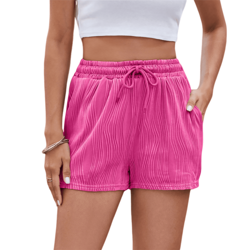 Women's Solid Drawstring Shorts with Pockets - Casual Lounge Elastic Waist 2