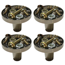 TOP-MAX 4PCS Steampunk Style Metal Door Knob Zinc Alloy Handles for Drawers Doors Cupboards (Black)