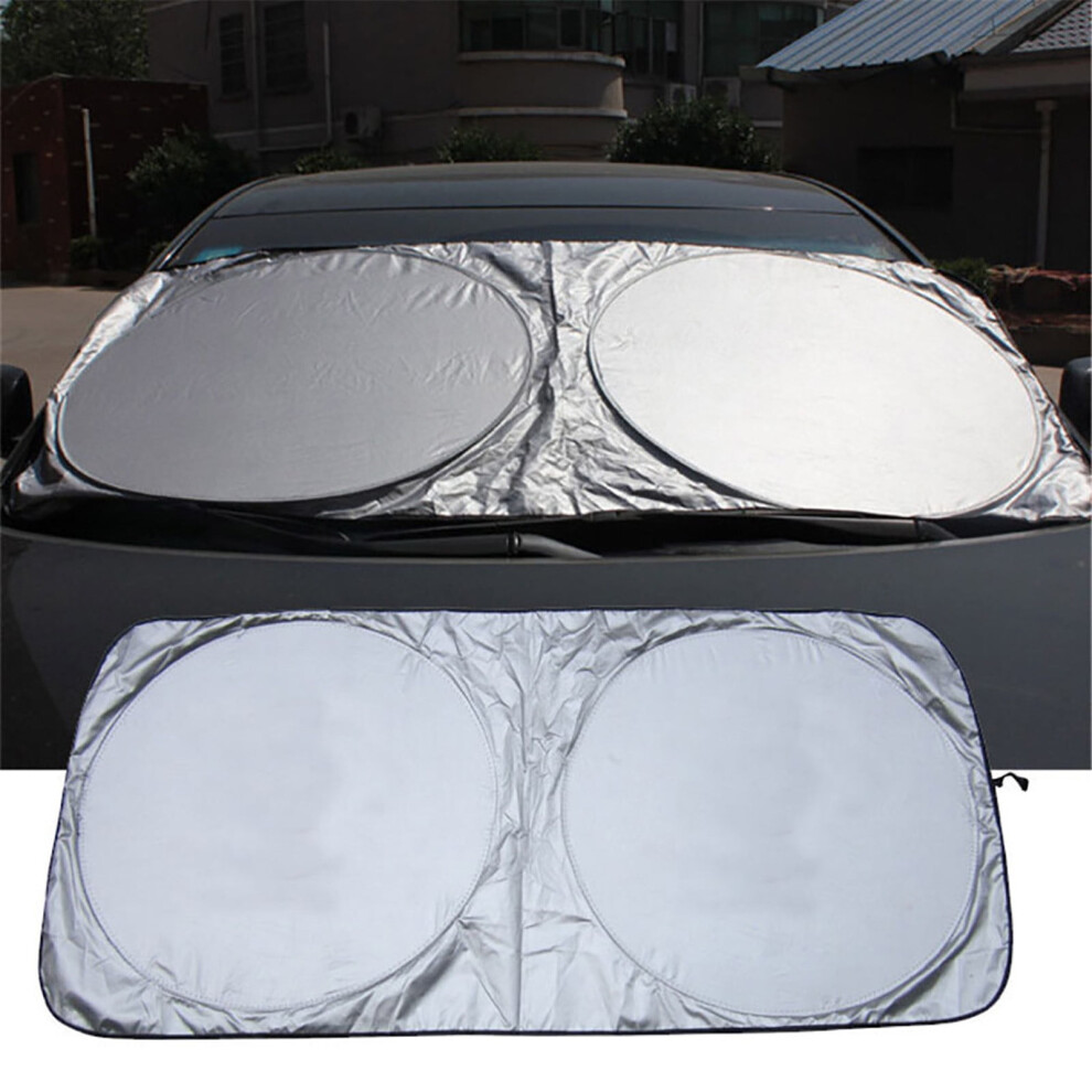 Double-Ring Car Sunshade 150X70cm, Foldable Windshield Sunscreen With Bag Â Uv/Heat Protection, Fits Vehicles 9489952888361