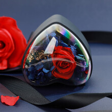 Herzförmige Geschenkbox mit konservierter Rose, blau, 2,8 x 2,6 x 2,4 Zoll