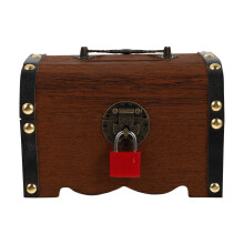 Supvox lichtbruine houten schatkist met slot voor bureaudecoratie