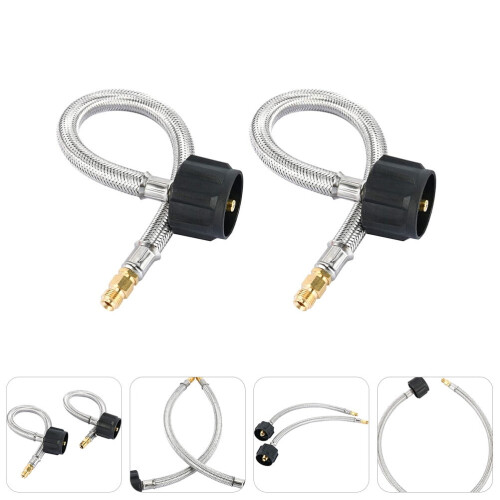 Mangueira de propano para RV com conector macho de 1/4" e rosca invertida (pacote com 2)