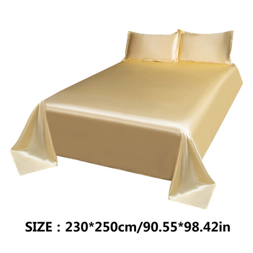 Satin Bed Sheets Full Size Sheet Sets, Solid Color Silk Sheets, 3 - Pieces Soft Bedding Set with 1 Deep Pocket Flat Sheet, 2 Pillowcase 1