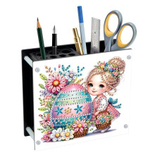 (Easter-2) Easter Acrylic DIY Diamond Art Painting Pen Holder, Creative Design Desktop Organizer Storage Ornaments