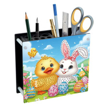 (Easter-3) Easter Acrylic DIY Diamond Art Painting Pen Holder, Creative Design Desktop Organizer Storage Ornaments