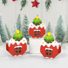 10-Pack Christmas Folding Candy Gift Boxes with Clear Window, 4.7x3.5x1.5in, Multicolor, Sturdy Paper
