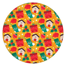 Kersttafelkleed met elastische rand, 132 cm rond, ideaal voor feestelijke diners en andere gelegenheden.