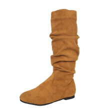 Khaki halfhoge laarzen voor dames van flockmateriaal (1 paar)