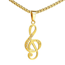 Collana unisex con ciondolo a chiave di violino in acciaio inossidabile, 45,7 cm (18 pollici)