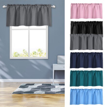 Blackout Valance Curtain for Kitchen & Living Room | Light Blocking Window Treatment | 57x18 Inches | Polyester Fabric | Multiple Colors