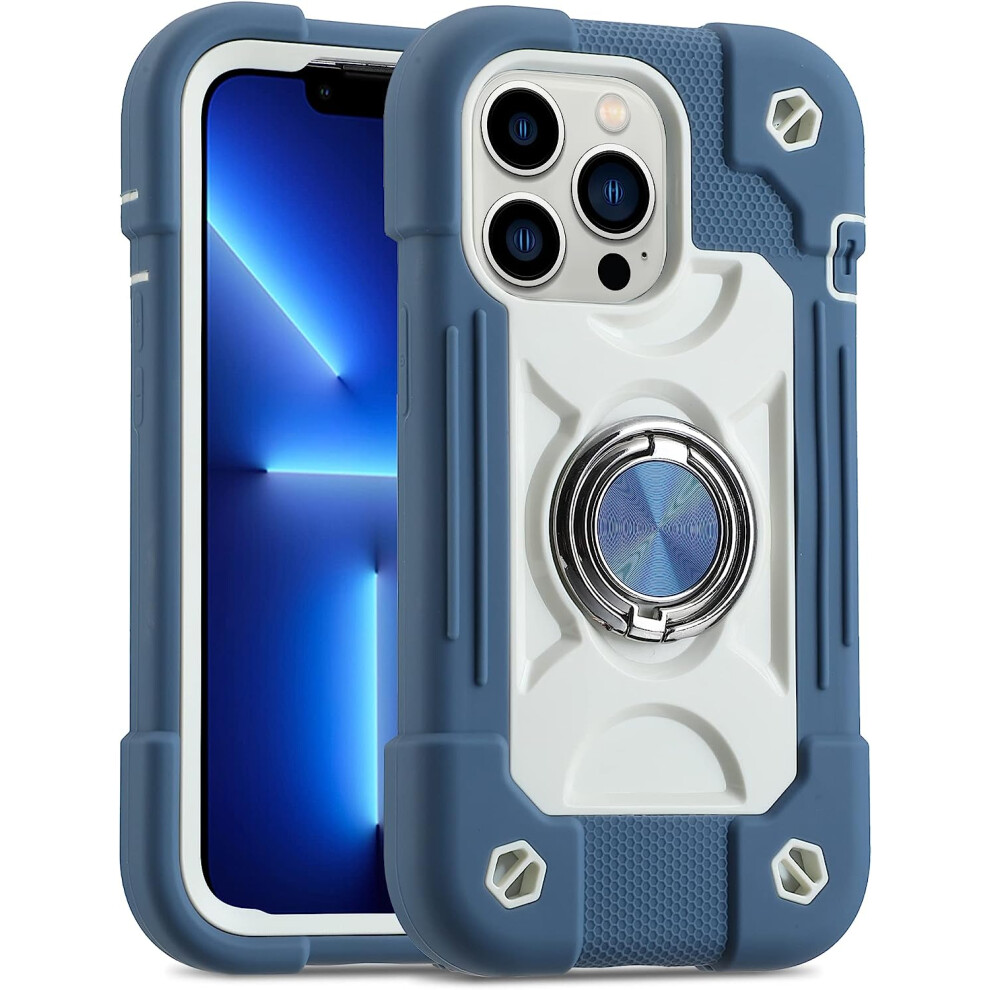 Compatible With Iphone 13 Pro Case 6.1", 360 Rotating Ring Stand, Military-Grade Drop Protection, Rugged 3-In-1 Cover (Blue) Blue 9448483011037