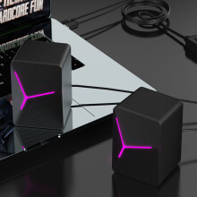 Compact RGB PC Speakers (1 Pair) - USB-Powered Mini Soundbar with 3.5mm Aux Crisp Audio for Desktop Laptop