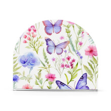 Butterflies & Flowers Acrylic Napkin Holder – Clear Paper Napkin Stand for Table, Kitchen, Restaurant (Compatible with Standard Napkins)