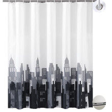 Duschvorhang aus Polyester, Weiß/Grau, 79 x 79 Zoll (ca. 200 x 200 cm) mit 20 cm Durchmesser
