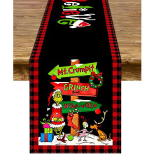 Chemin de table de Noël noir et rouge 13 x 72 pouces