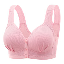 Front Closure Wireless Bra for Women Full Coverage Support Large Bust Comfortable No Underwire, Pink, Size 44