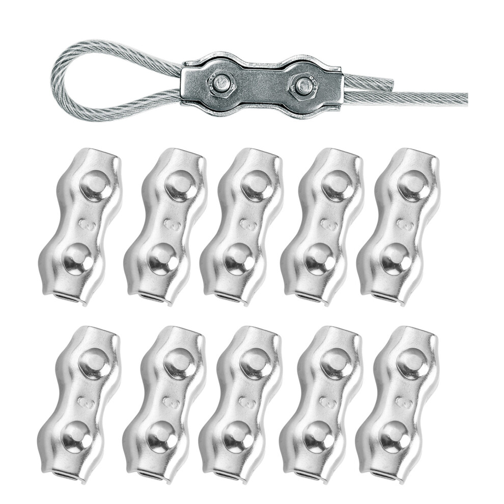10Pcs M3 Steel Wire Rope Chuck Lock 304 Stainless Clamp For 2Mm Rope 4621391740090