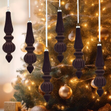 6pcs Velvet Christmas Tree Ornaments, Elegant Long Drop Baubles for Holiday Home & Outdoor Décor