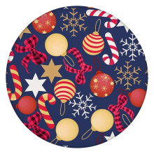 Kersttafelkleed van 132 cm (52 inch) met elastische rand, rond en rekbaar, voor bescherming tijdens de feestdagen.