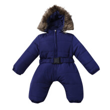 Varm hettegenser for babyjenter og gutter, 18–24 måneder, polstret dunjumpsuit, kompatibel med vinterklær