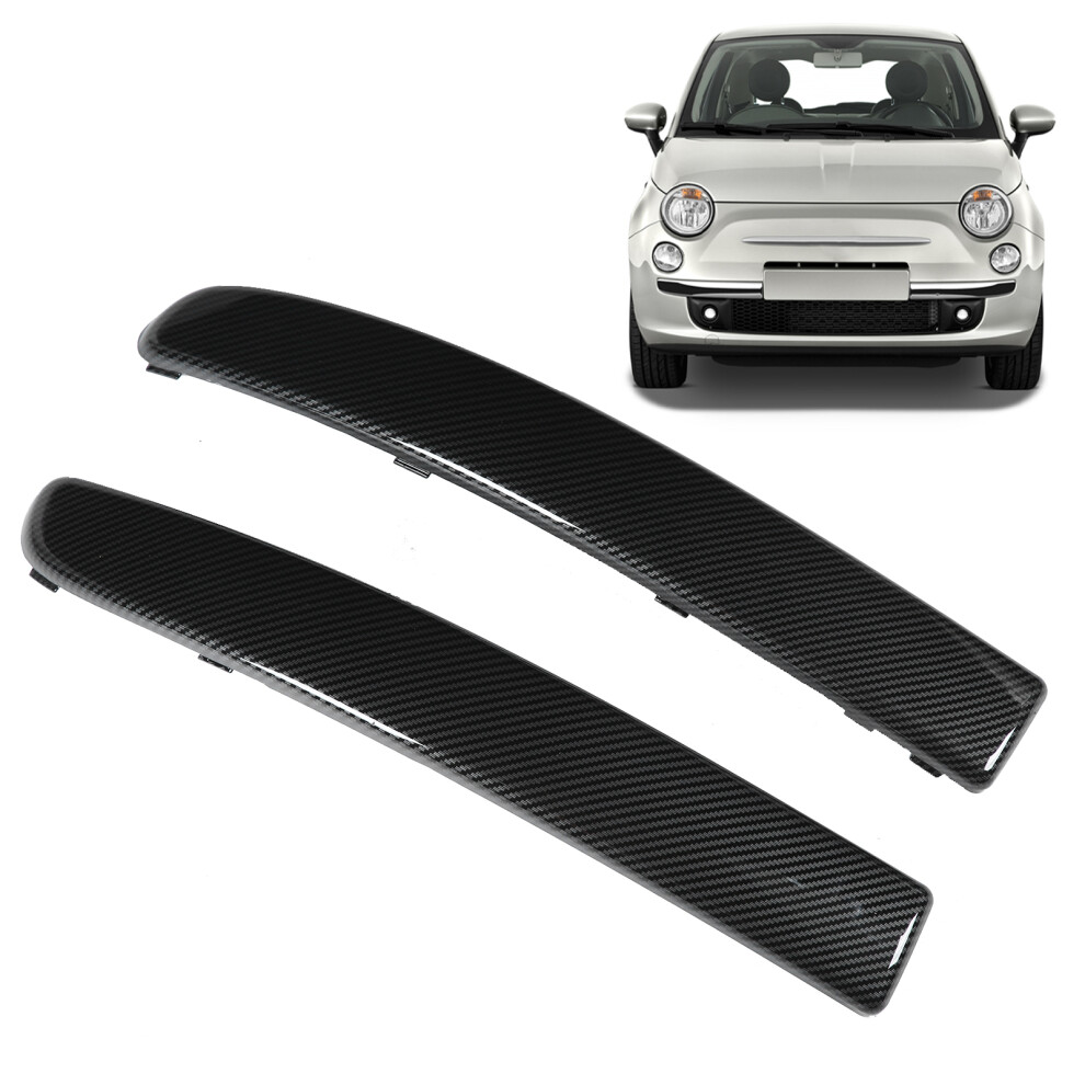 Front Bumper Moulding Trim For Fiat 500 2007-2015 Carbon Fiber Style 8491391740439