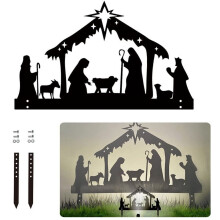 Metal Nativity Ornaments Outdoor Yard Decor 3 Pieces