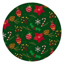 Elegant rond tafelkleed met kerstdesign, 112 cm (44 inch) met elastische rand voor een stevige pasvorm op de feesttafel.