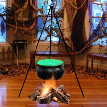 Large Halloween Cauldron Decor with Timer Lights, Compatible with Witch Themes – Indoor/Outdoor Use