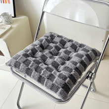 Square Plush Plaid Seat Cushion, Thick & Comfortable for Garden, Terrace, Home, Kitchen & Office, Black, 16 * 16 inches