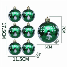 Christmas Tree Ornaments, 6-Pack Plastic Striped Hanging Balls for Holiday Decor, 6 cm Diameter, Red & Green Xmas Party Decoration Supplies