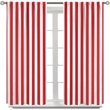 Thermal Curtains Red White Stripe Rod Pocket 72x63 Inch