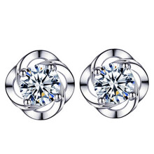 925 Sterling Silver Stud Earrings Birth Cubic Zircon Fashion Jewelry For Women