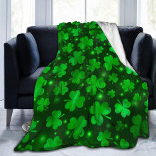 Flannel Fleece Blanket Green Lucky Shamrocks 80x60 inches