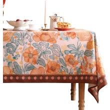 Fall Floral Linen Tablecloth, 60"x79", French Rustic Farmhouse Decor for Kitchen, Parties, Thanksgiving, Christmas & New Year