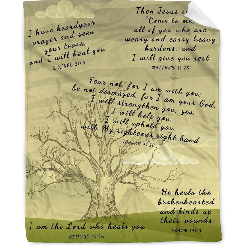 Tree Healing Scripture Fleece Throw Blanket 40x50 inches