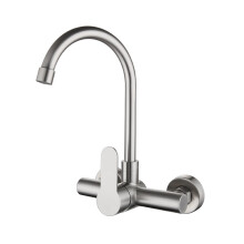 Wall Mounted Single Handle Brushed Stainless Steel Kitchen Faucet Sink Mixer Tap