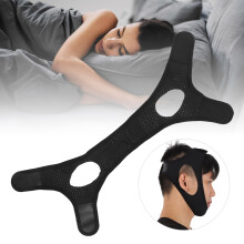 Breathable Mesh Anti-Snoring Chin Strap, Unisex, Black, Lightweight