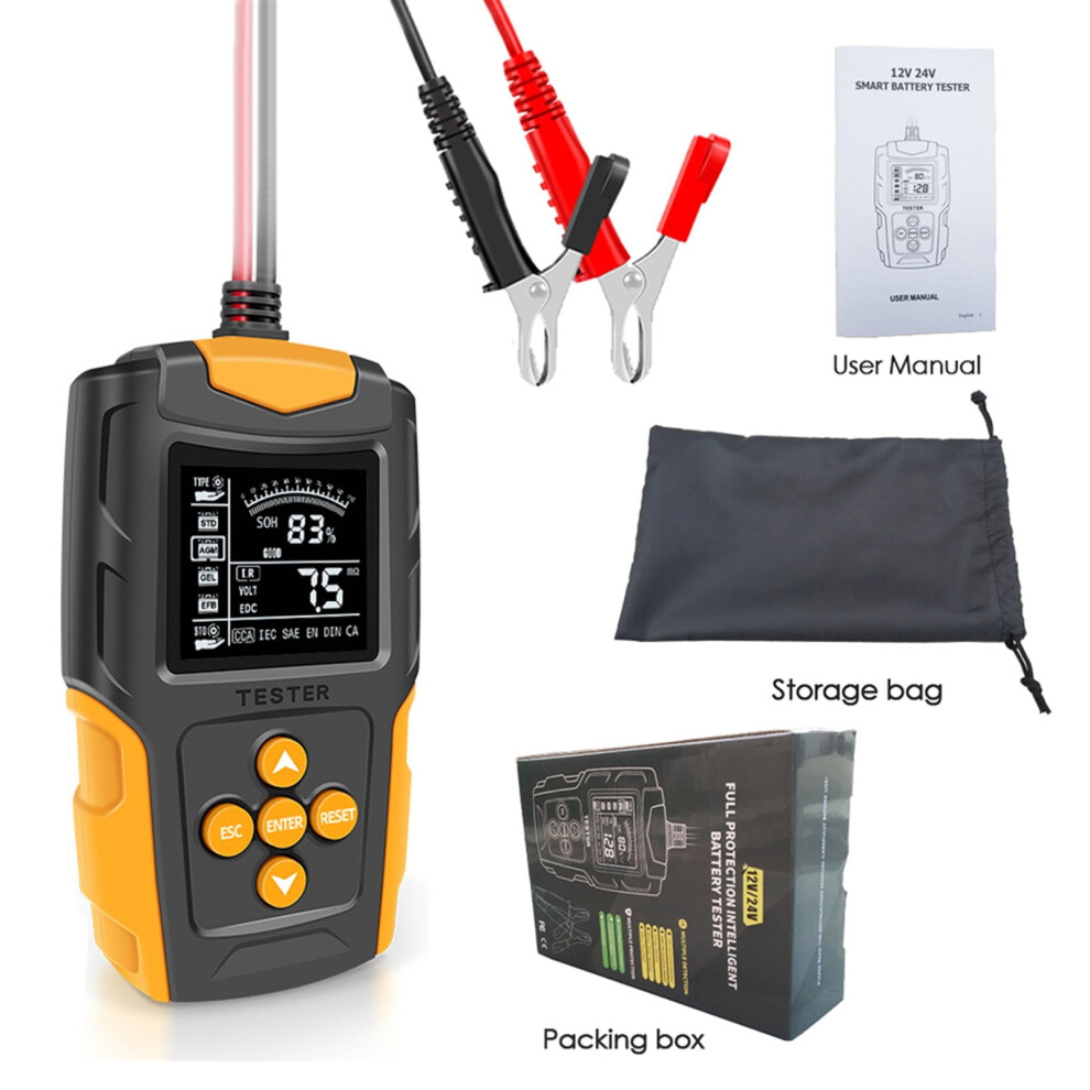 12V & 24V Battery Tester For Wet/Gel/Sla/Flooded/Efb/Lead-Acid/Agm Battery,Battery Analyzer Test Tool Digital Tester,Fast And Accurate Precise 9489952824352