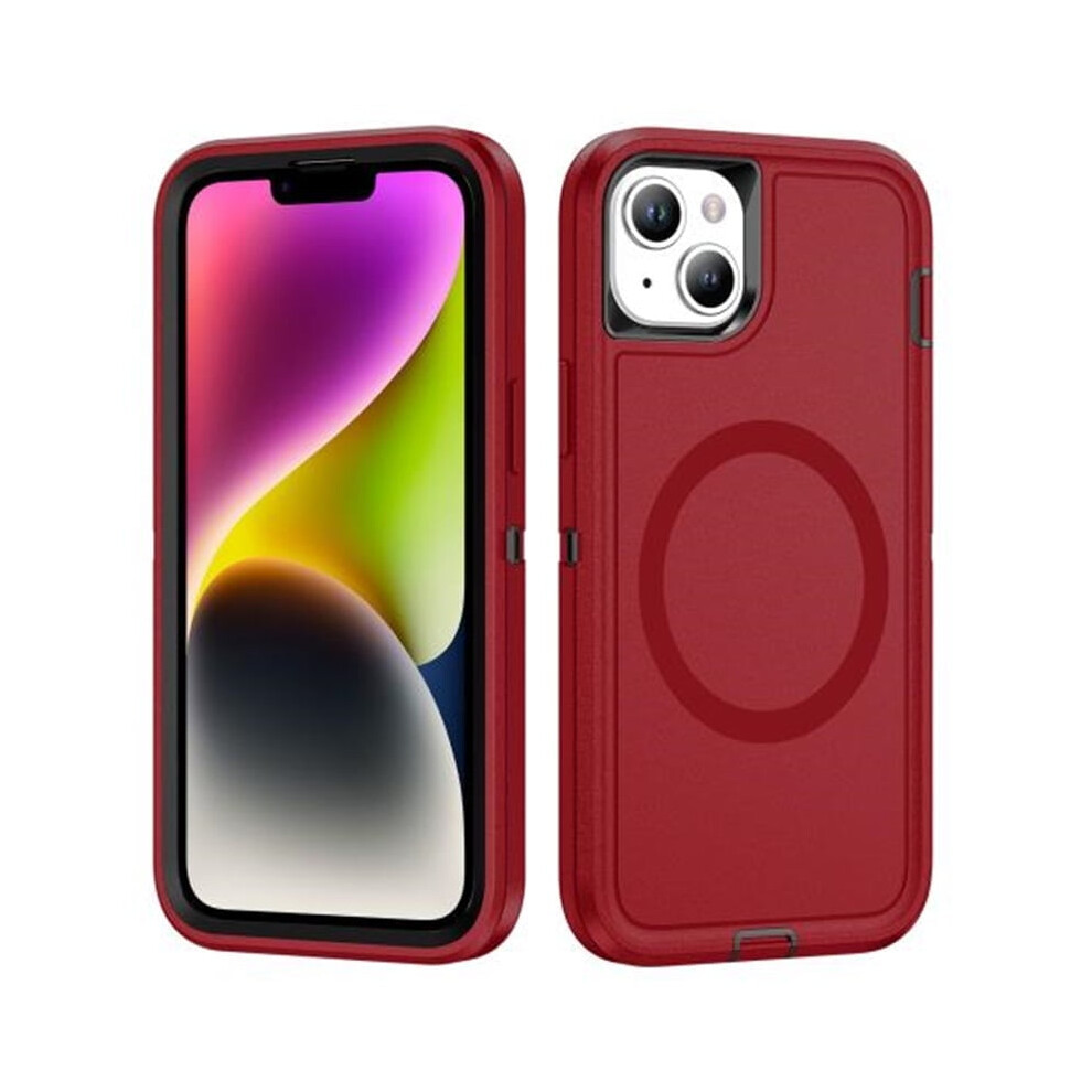 For Compatible With Iphone 13 / Compatible With Iphone 14 Life Waterproof Rugged Magsafe Magnetic Phone Case,,For Compatible With Iphone 13/14 Red 9489952328874