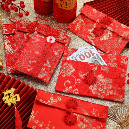 Silk Red Envelopes with Lucky Coin Design – 1 Pack 1