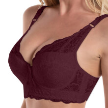 Womens Lace Bra Thin Cup Large Size Adjustable Comfort Support Underwear Push Up Bras for Women, Red, Size 36