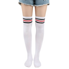 2 Pairs Over Knee Socks Knee-High Socks High Thigh Boot Stockings Women Knee Highs Socks for Girl Cosplay, Daily Wear,White E