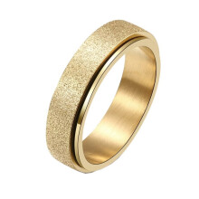 Women's Men's Stainless Steel 6MM Sandblast Finish Worry Rotatable Lucky Ring Simple Stress Relieving Fidget Wedding Band Gold Size 7
