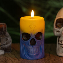 Halloween Skull Night Light – Vinyl Material, Battery Operated Decorative Lamp for Indoor Home Party, Haunted House & Outdoor Halloween Decorations