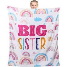 Big Sister Blanket 60"x50" – Soft Warm Flannel Throw, Compatible with Big Sister Gifts & Baby Shower Party Supplies