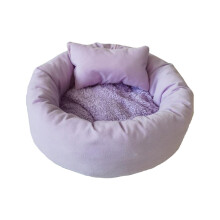 Rund Donut Katt- og Hundeseng, Pute, Cave19,7 Tommers, Vaskbar Liten Kjæledyrseng med Pute, Anti-Angst, Rund, Fluffy, Plysj Katteseng,