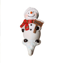 Wznxdo Snowman Christmas Stocking Holder Hooks – 5.9" White Rustic Wall Hooks for Towel, Keys, Bathroom & Living Room Decor, Compatible with