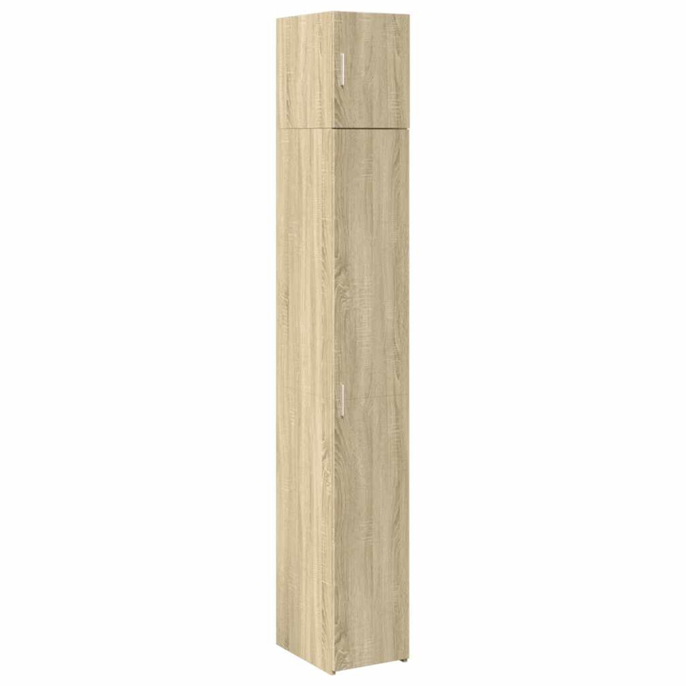 Vidaxl (Sonoma Oak) Slim Storage Cabinet Highboard Sideboard Concrete Grey Engineered Wood