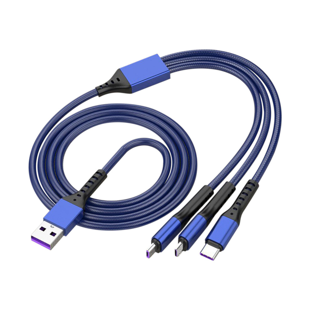 Super Fast 3-In-1 Charging Cable (1.2M, Micro+Lightning+Type-C), 5A, 480Mbps, Braided – Blue 9489952759685